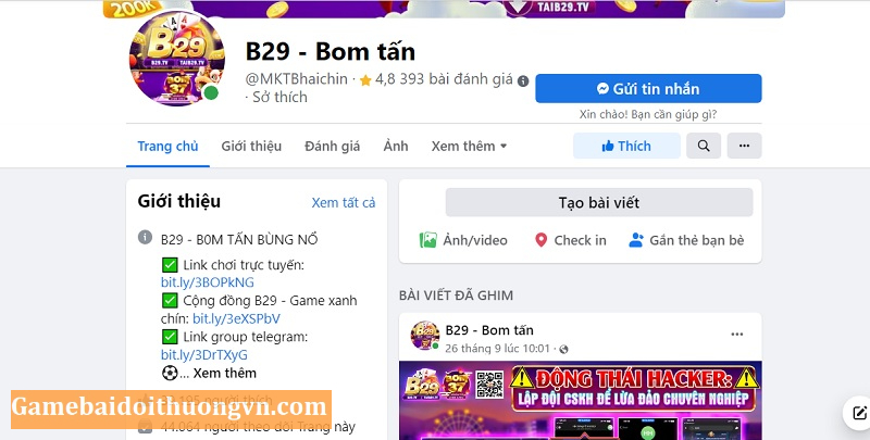 Tham gia cộng đồng fanpage chính chủ của cổng game bài