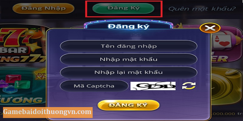 Form đăng ký tài khoản tại cổng game ZClub