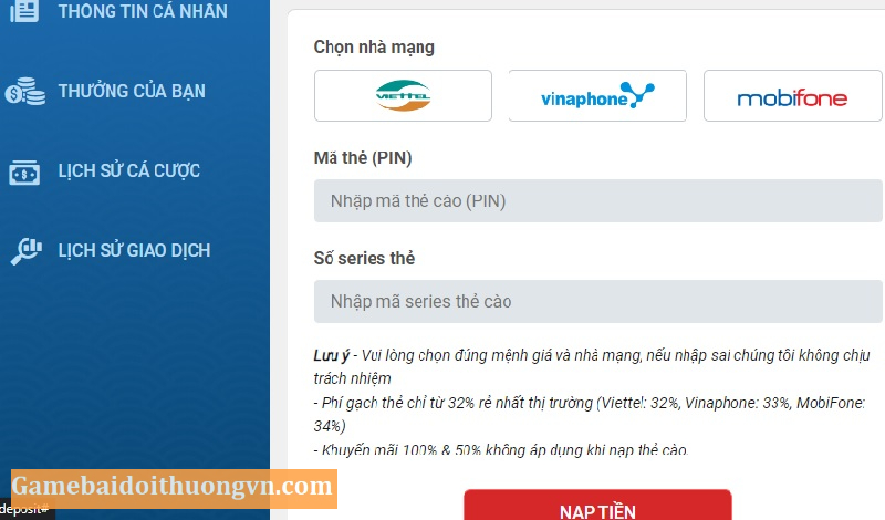 Cách nạp tiền miễn phí vào tài khoản Sin88