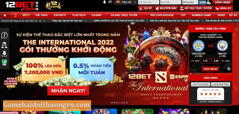 12Bet - Nhà cái cá cược chất lượng cao và được ưa thích nhất 2022