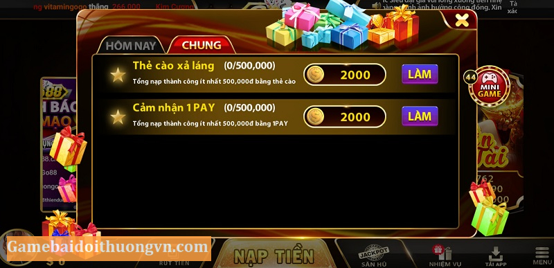 Nạp tiền nhận Gift Code tại Go88Win