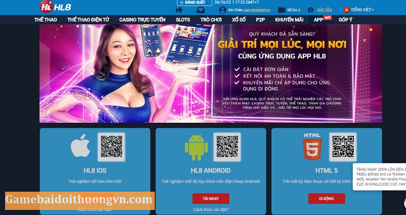 Người chơi có thể lựa chọn trải nghiệm cá cược trên app nhà cái