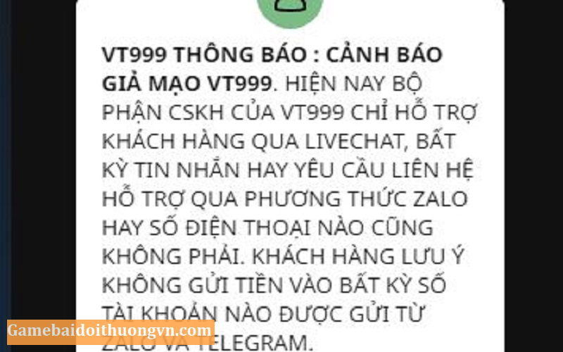 Cảnh báo của nhà cái VT999 về tình trạng mạo danh và lừa đảo