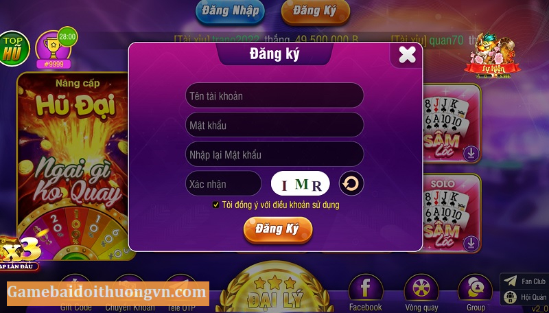 Đăng ký tài khoản tại cổng game bài thần tốc, đơn giản 