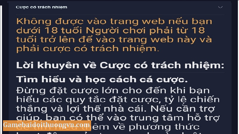 Cần đủ tuổi quy định mới có thể tham gia cá cược