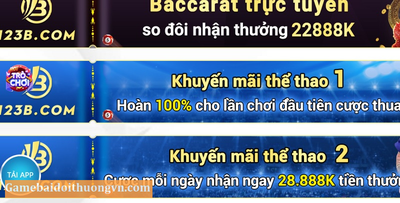 Khuyến mãi đa dạng tại nhà cái trực tuyến 123B cho anh em