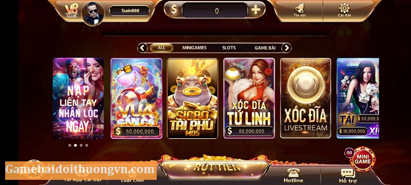 Nhận mã khuyến mãi tại giao diện chính của cổng game