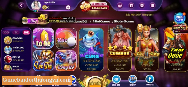 Cổng game G68 Vin sở hữu giao diện đẹp mắt và thu hút người chơi