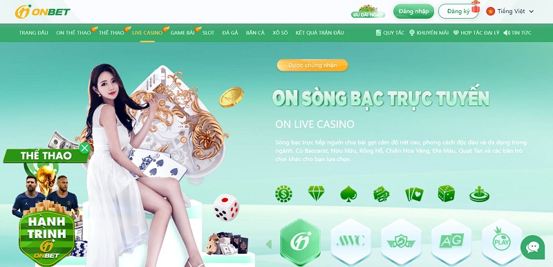 Tương tác trực tiếp với live casino Onbet