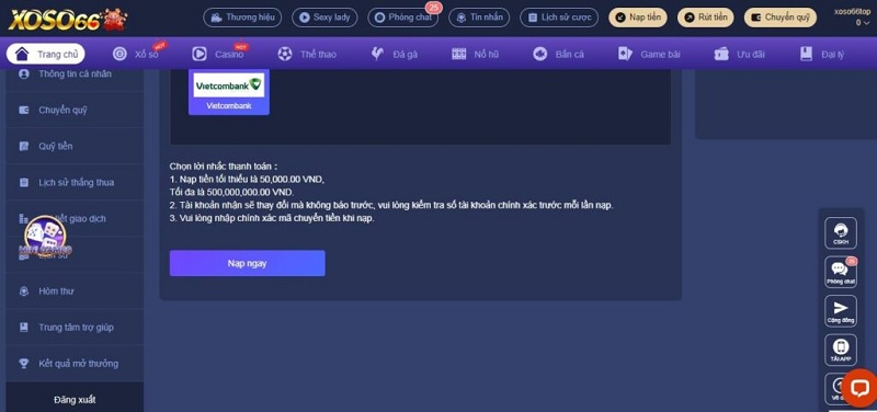 Hướng dẫn rút tiền nhà cái Xoso66 